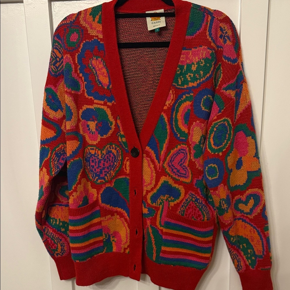 FARM Rio Red Lisa Multicolor Floral Cardigan - Picture 2 of 5